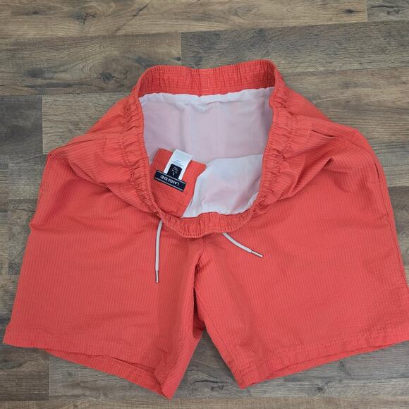 Lands' End Men's Orange Coral Color Swim Trunks Mesh Lined Size L - Picture 3 of 5